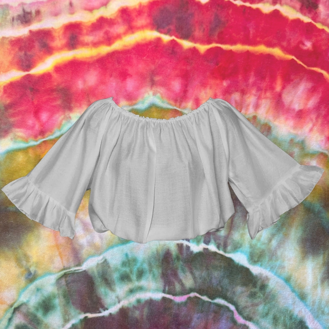 3/4 Sleeve Ruffled Crop Top